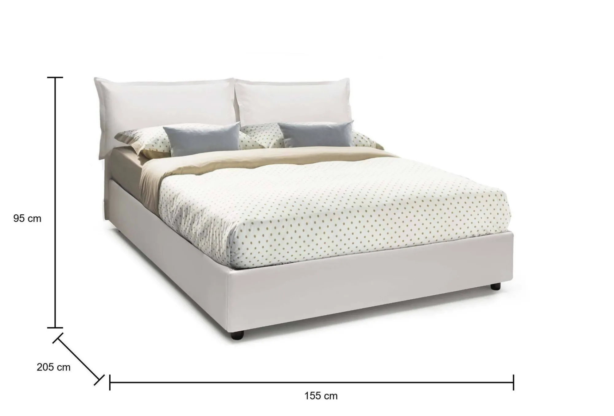 Letto alla francese Amelh, adatto per materasso Cm 140x190,<Dmora Cheap