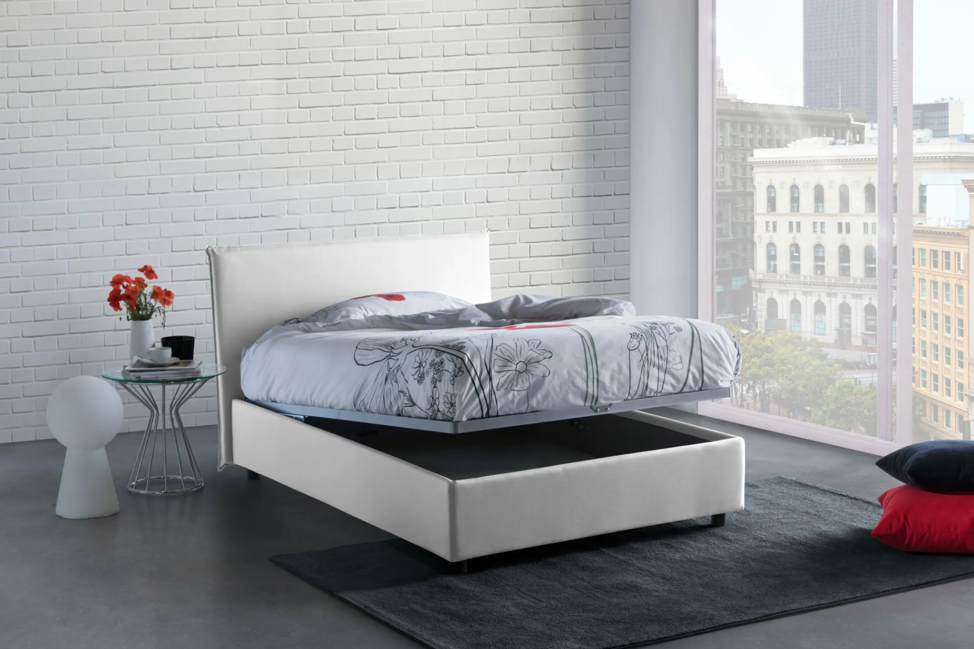 Letto alla francese Angelic, adatto per materasso Cm 140x190,<Dmora Store