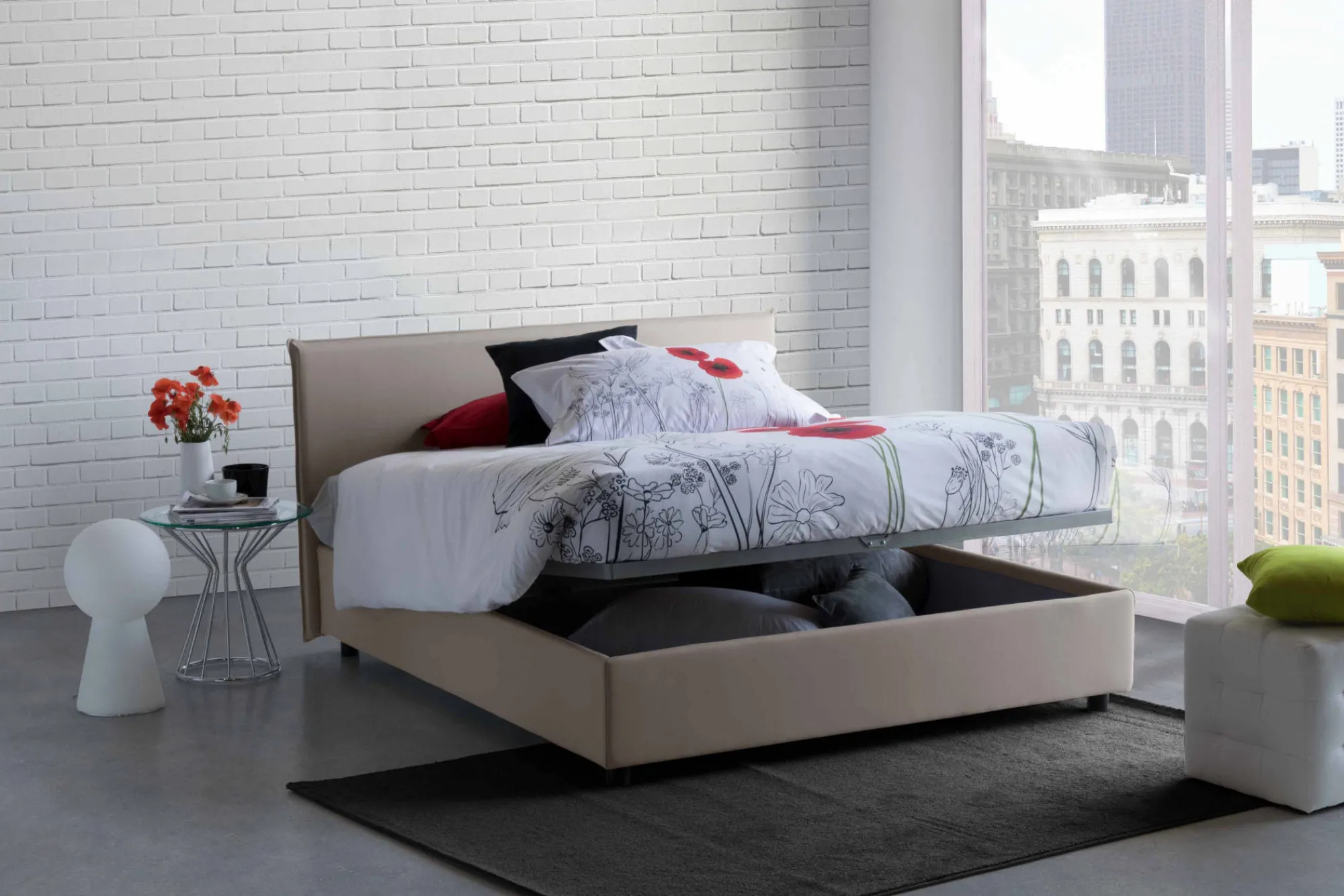 Letto alla francese Angelic, adatto per materasso Cm 140x190,<Dmora Discount
