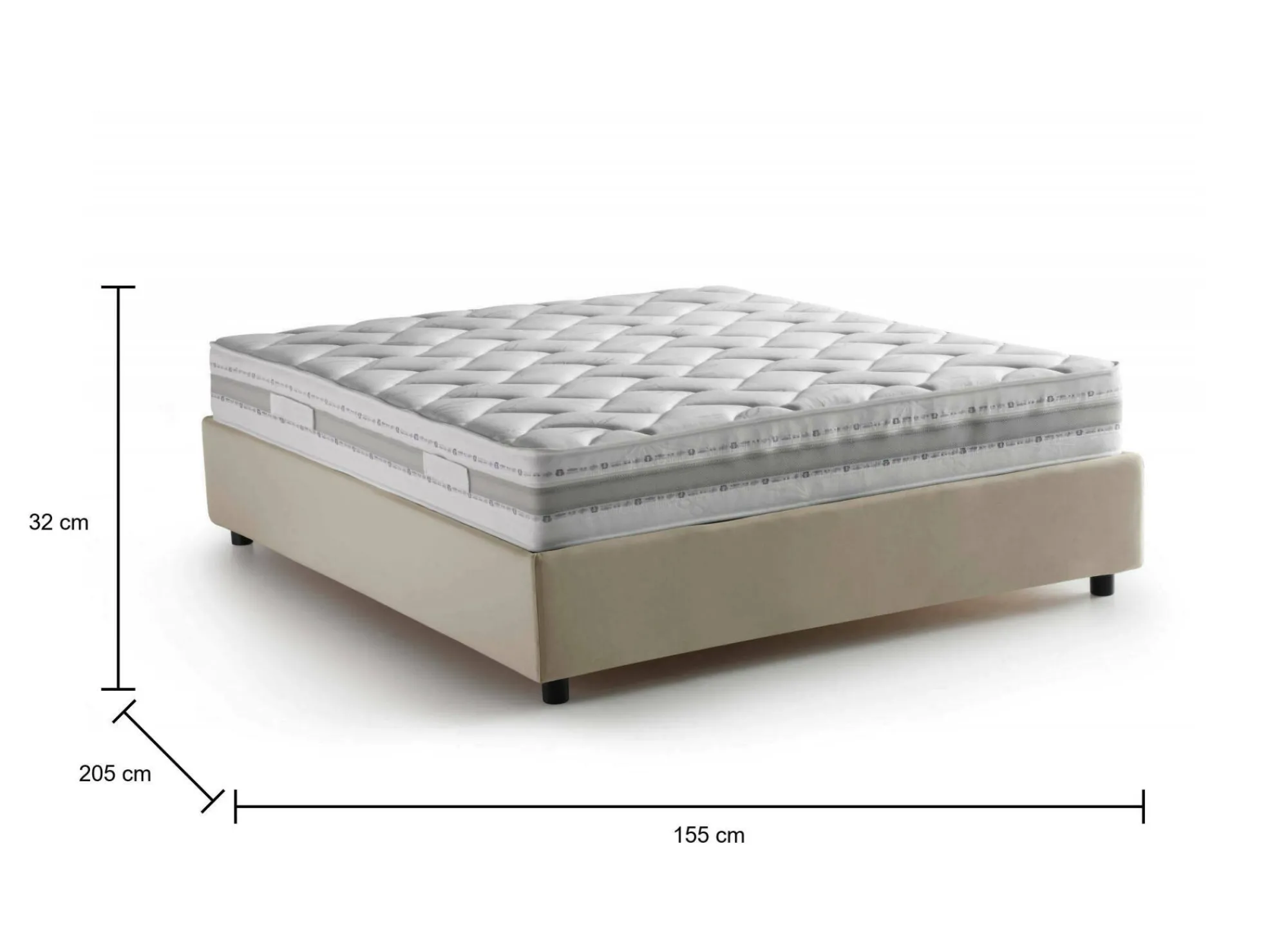 Letto alla francese Arto, con materasso Cm 140x190 incluso,<Dmora Best