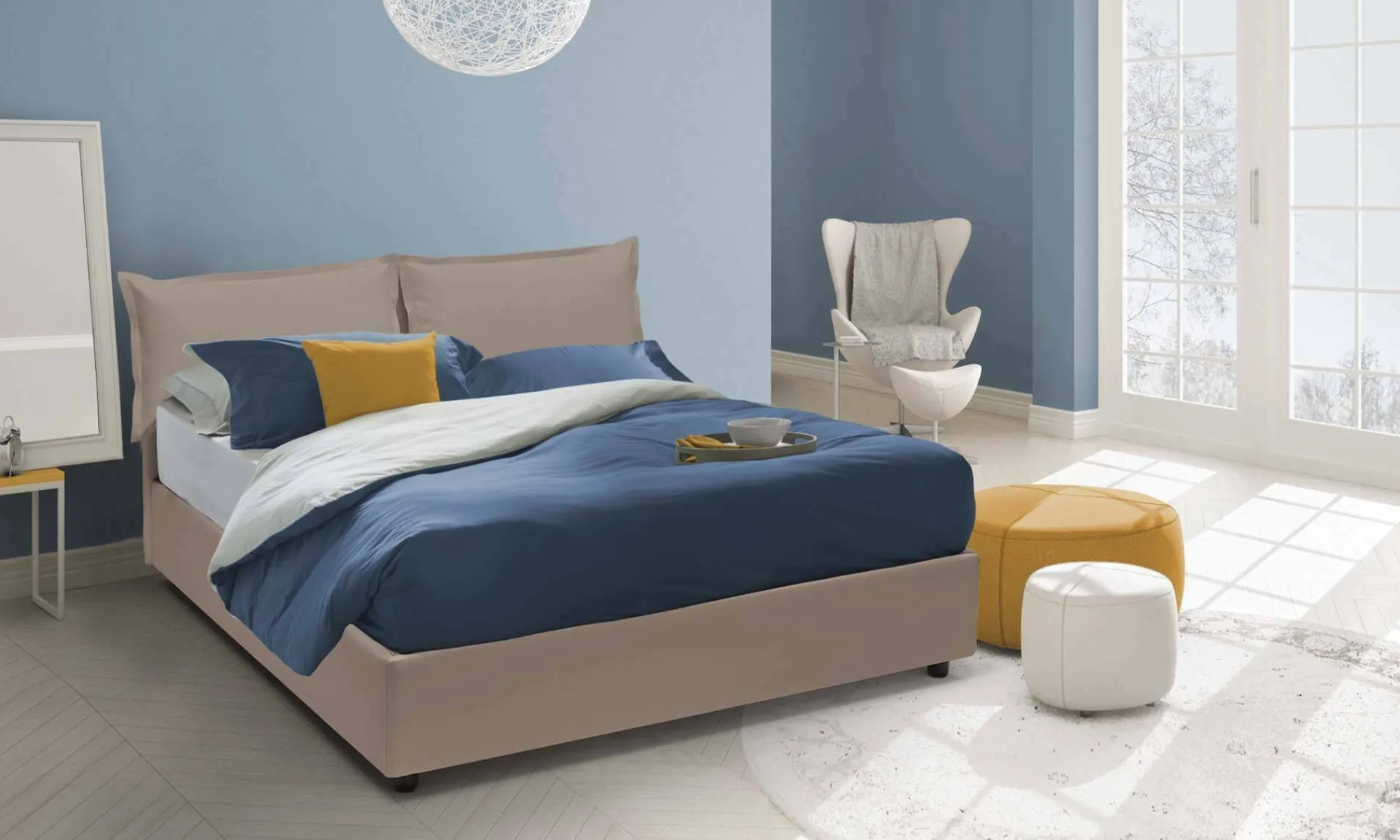 Letto alla francese Arzillo, con materasso Cm 140x190 incluso,<Dmora Flash Sale