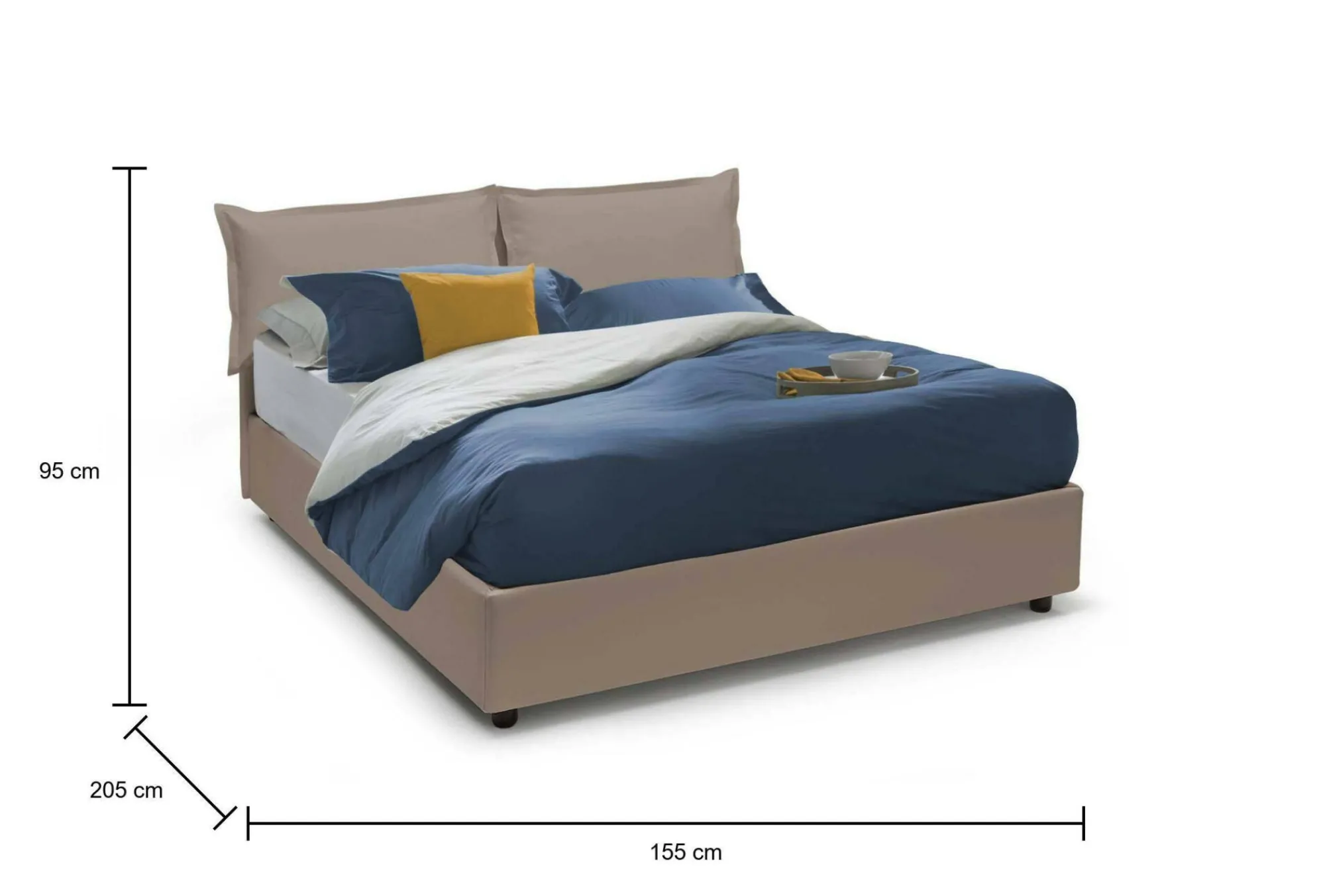 Letto alla francese Arzillo, con materasso Cm 140x190 incluso,<Dmora Flash Sale