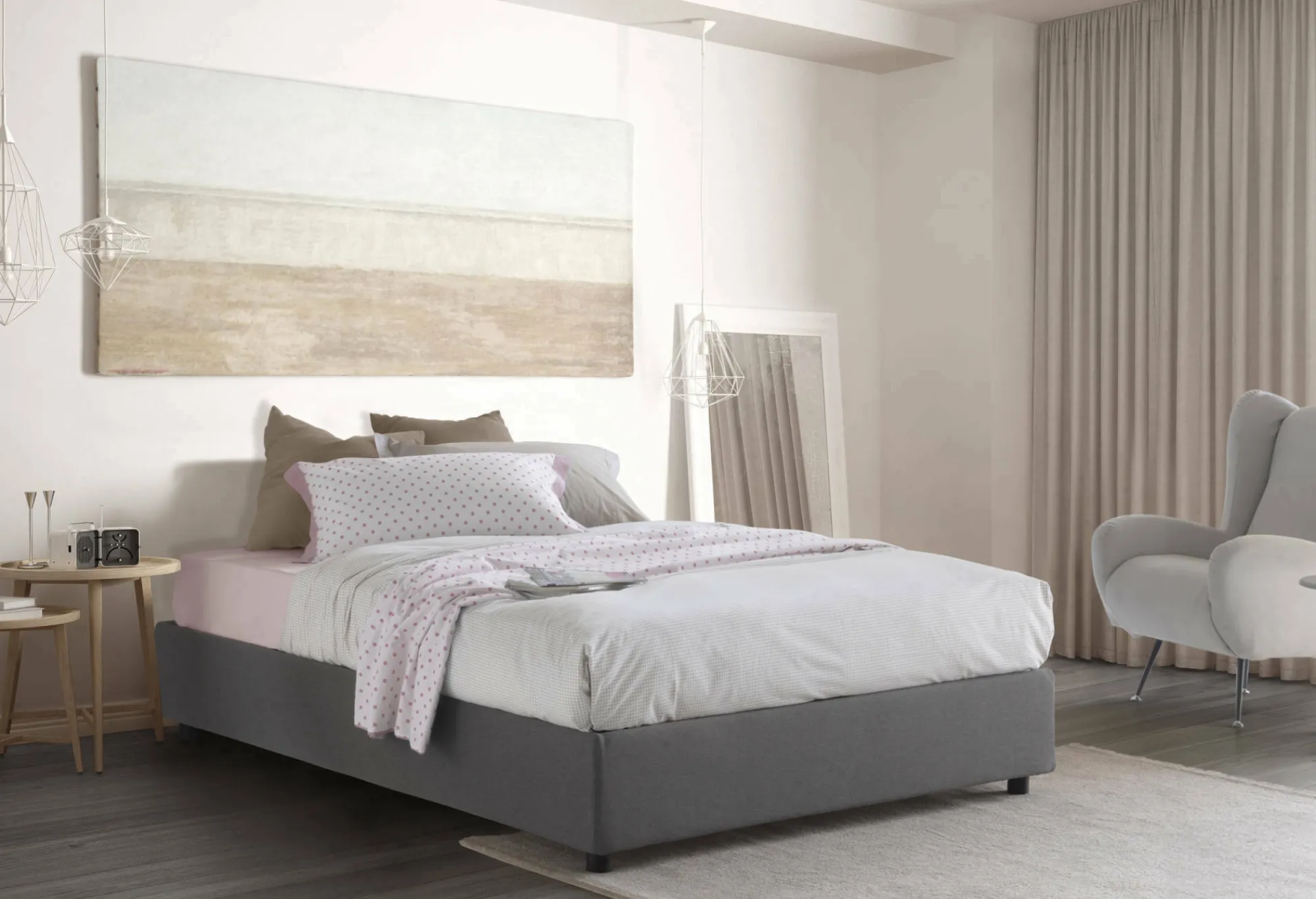 Letto alla francese Attilino, adatto per materasso Cm 140x190,<Dmora Best Sale