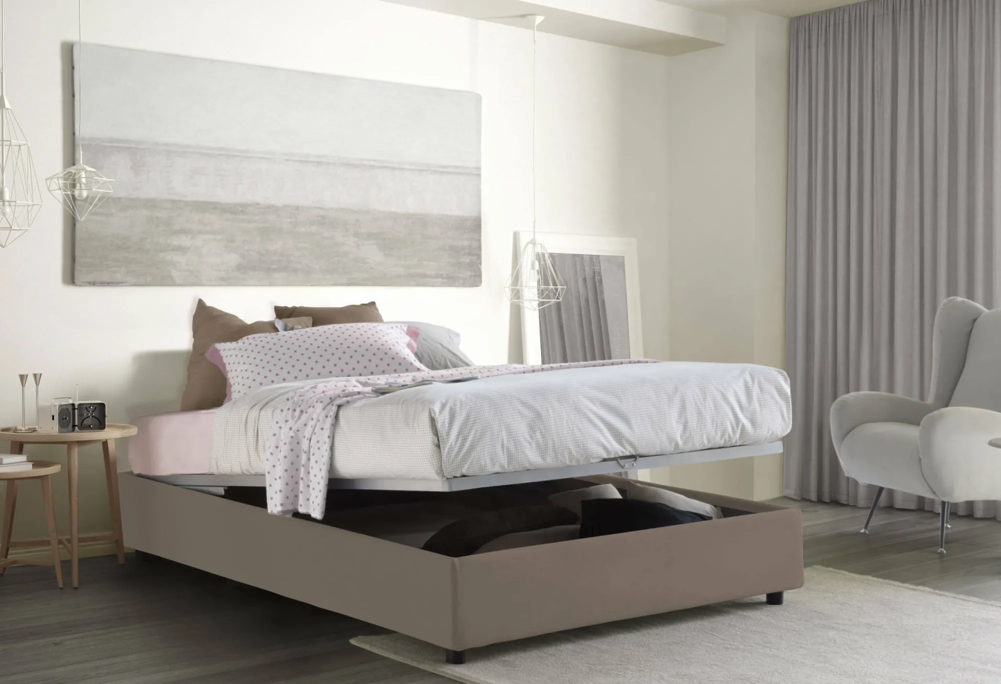Letto alla francese Attilino, adatto per materasso Cm 140x190,<Dmora Fashion