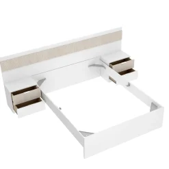 Letto alla francese Bonnie, 248x195 h96 cm, Bianco e Rovere<Dmora Hot