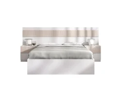 Letto alla francese Bonnie, 248x195 h96 cm, Bianco e Rovere<Dmora Hot