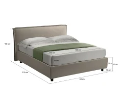 Letto alla francese Broni, Con materasso Cm 120x190 incluso,<Dmora Cheap