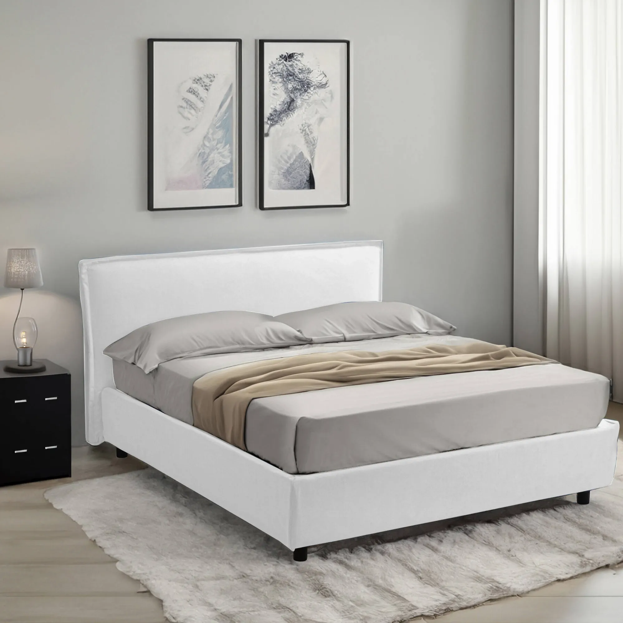 Letto alla francese Bronte, Adatto a materasso Cm 120x190,<Dmora Discount