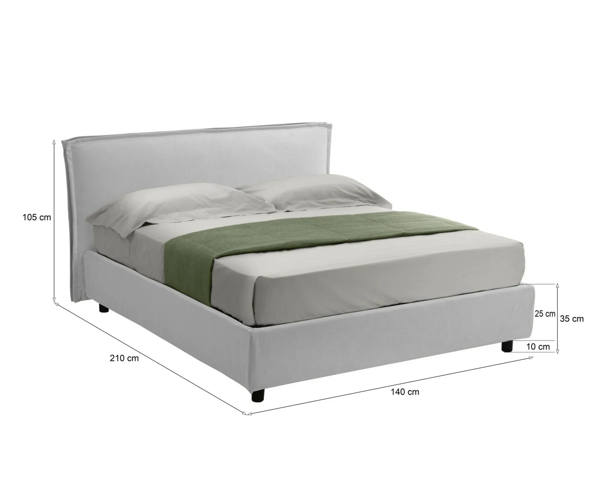 Letto alla francese Bronte, Adatto a materasso Cm 120x190,<Dmora Discount