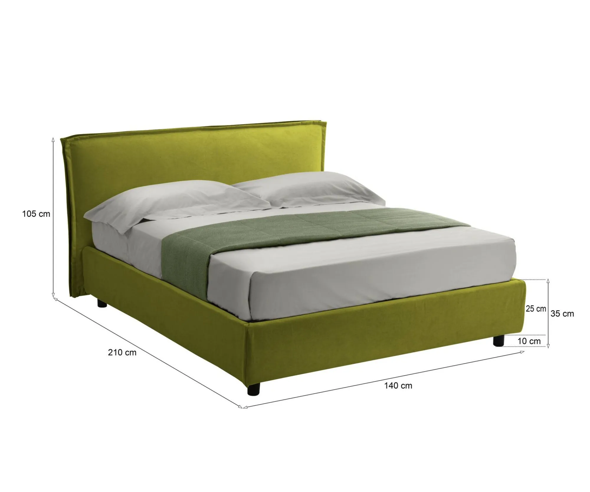Letto alla francese Bronte, Adatto a materasso Cm 120x190,<Dmora Hot