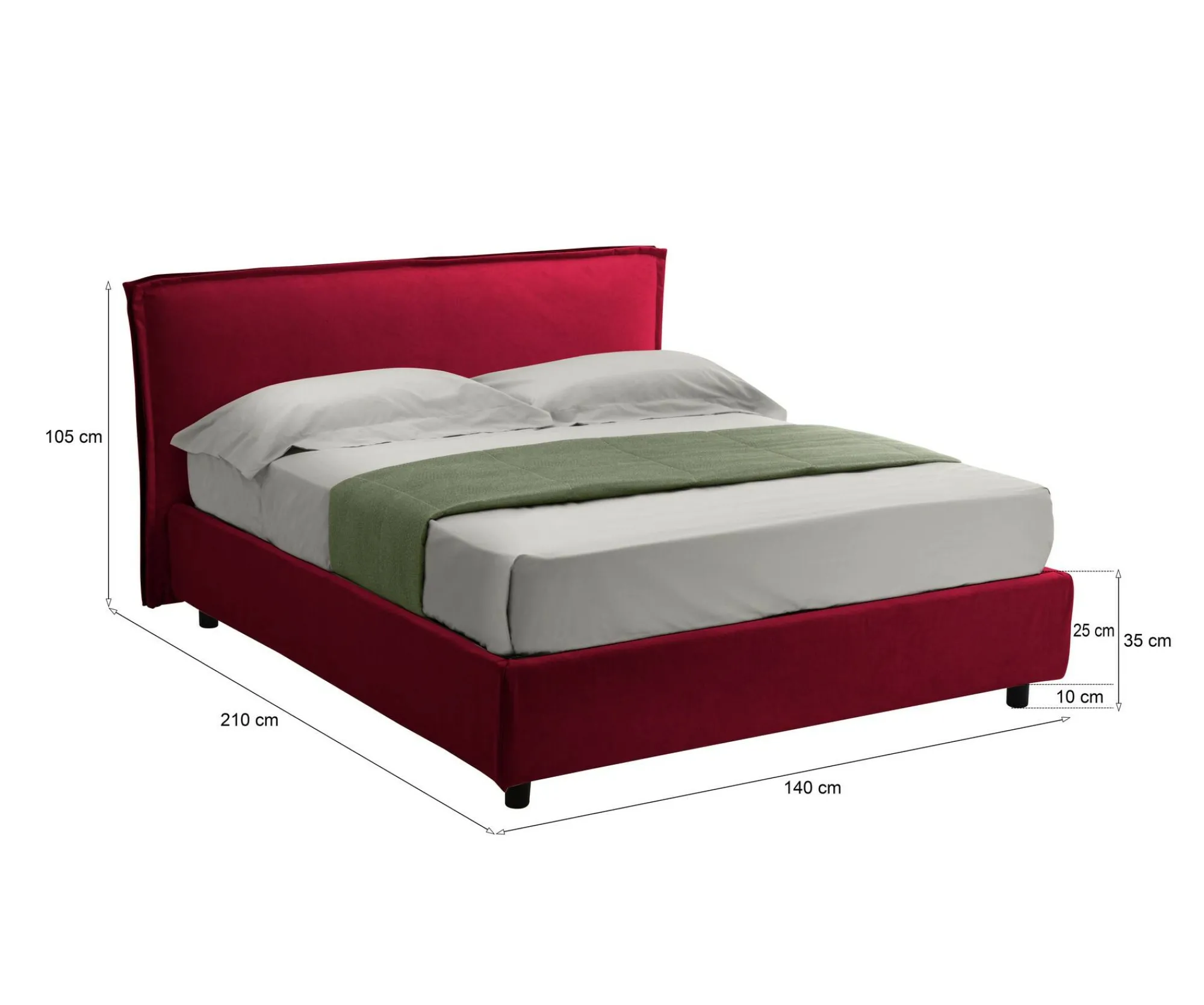 Letto alla francese Bronte, Adatto a materasso Cm 120x190,<Dmora Clearance