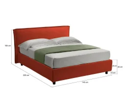 Letto alla francese Brosso, Adatto a materasso Cm 120x200,<Dmora New