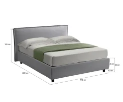 Letto alla francese Brosso, Adatto a materasso Cm 120x200,<Dmora Discount
