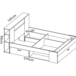 Letto alla francese Conching, 150x219 h95 cm,<Dmora Sale