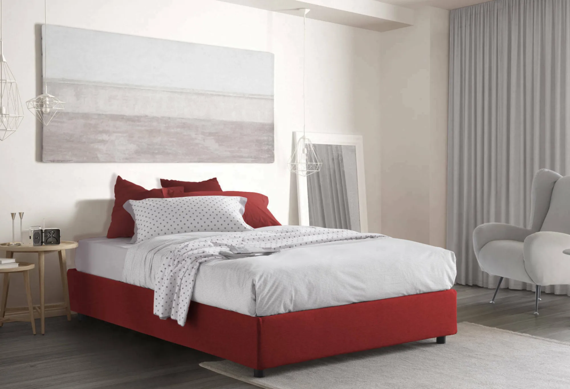 Letto alla francese Dbard, adatto per materasso Cm 140x200,<Dmora New