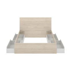 Letto alla francese Iona, 249x195 h100 cm, Bianco e Rovere<Dmora Hot