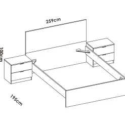 Letto alla francese Ulika, 246x195 h100 cm,<Dmora Shop