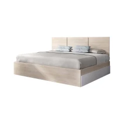 Letto alla francese Villata, 146x195 h96 cm, Bianco e Rovere<Dmora Store