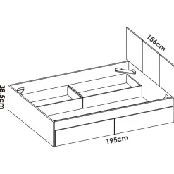 Letto alla francese Villata, 146x195 h96 cm, Bianco e Rovere<Dmora Store