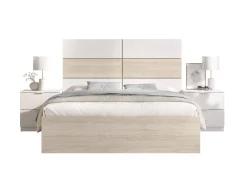 Letto alla francese Zimella, 259x195 h122 cm, Bianco e Rovere<Dmora Clearance