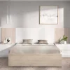 Letto alla francese Zoagli, 259x195 h106 cm, Bianco e Rovere<Dmora Shop
