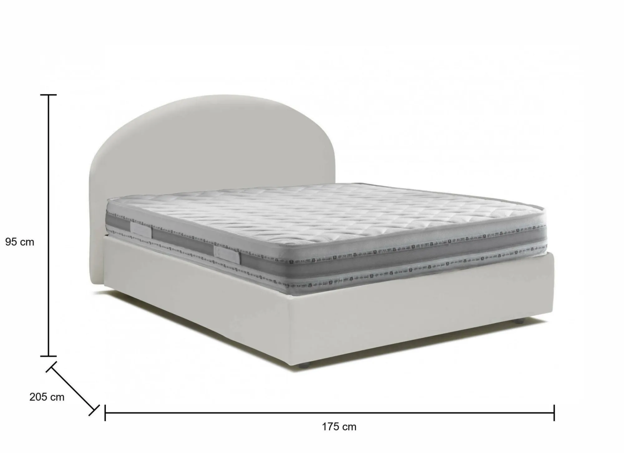Letto matrimoniale Adelfia, con materasso Cm 160x190 incluso,<Dmora New