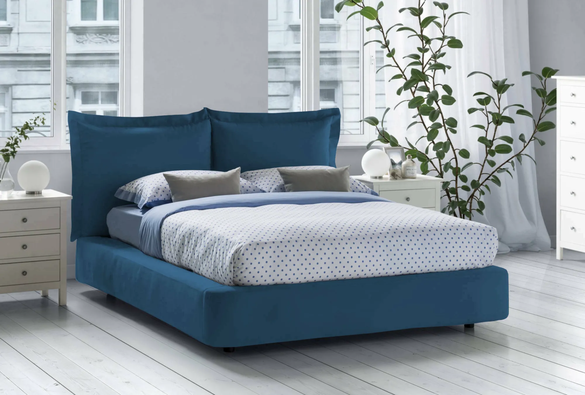 Letto matrimoniale Adi, adatto per materasso 160x190 cm,<Dmora Cheap