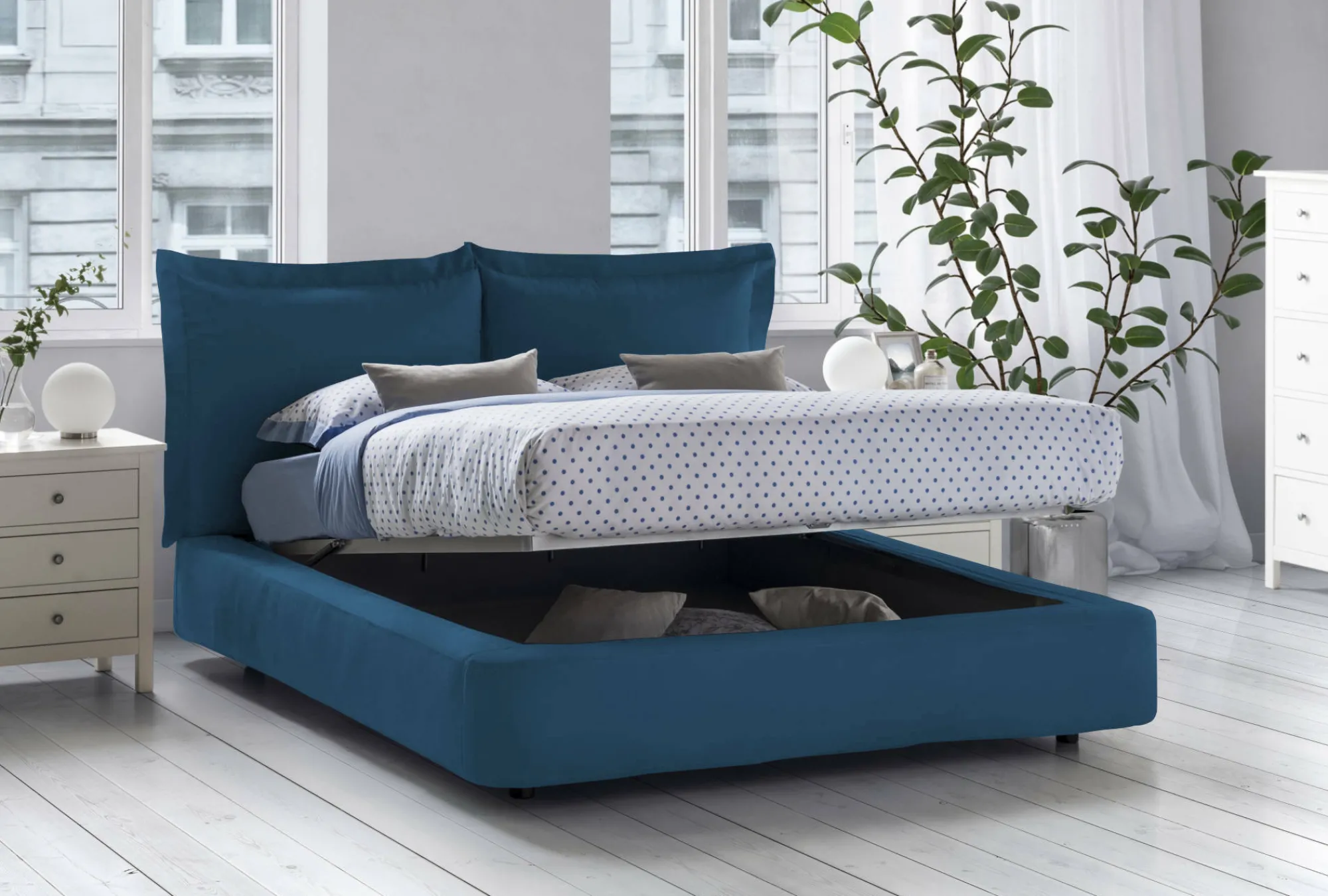 Letto matrimoniale Adi, adatto per materasso 160x190 cm,<Dmora Cheap