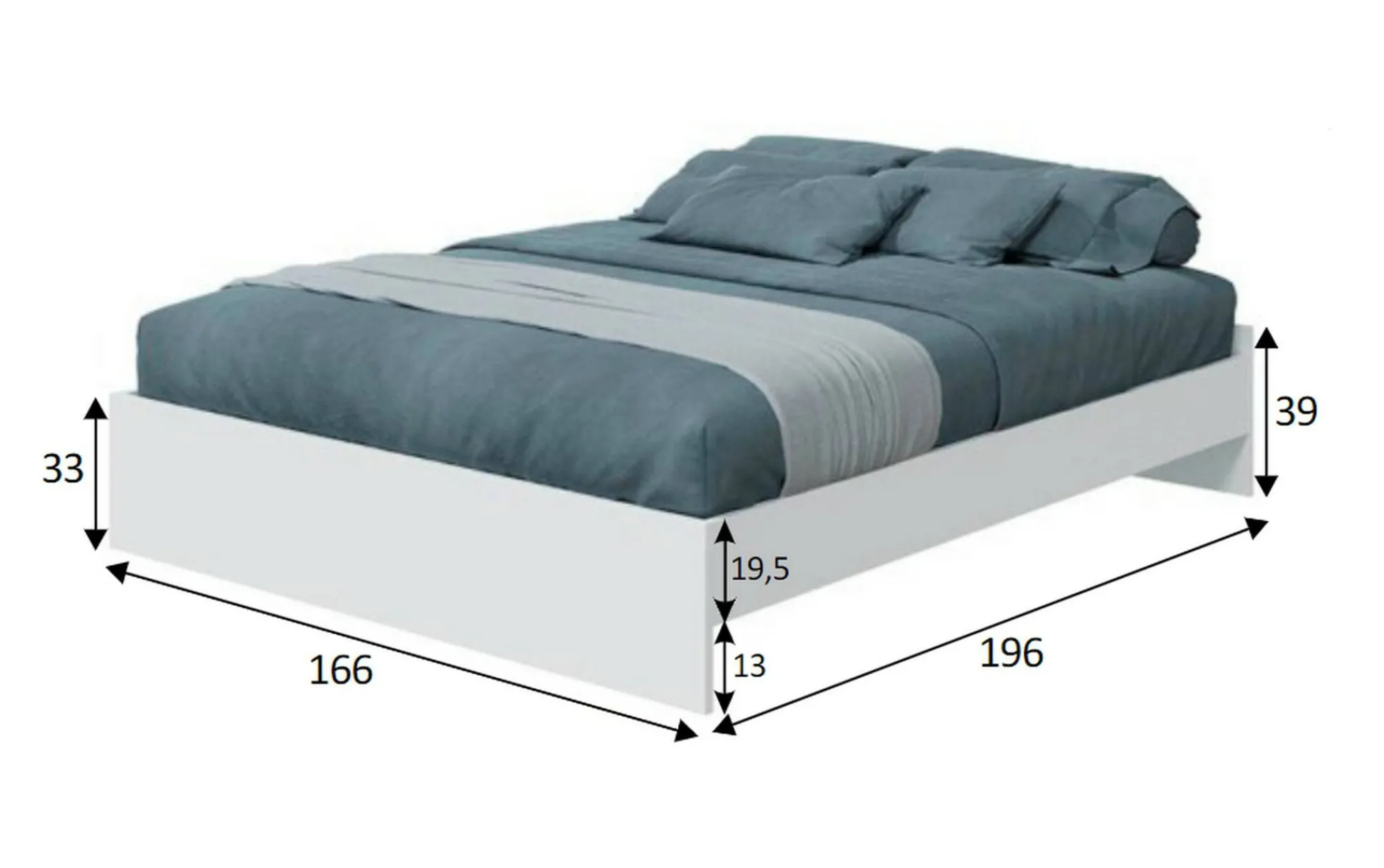 Letto matrimoniale Adia, 166x196h40 cm,<Dmora New