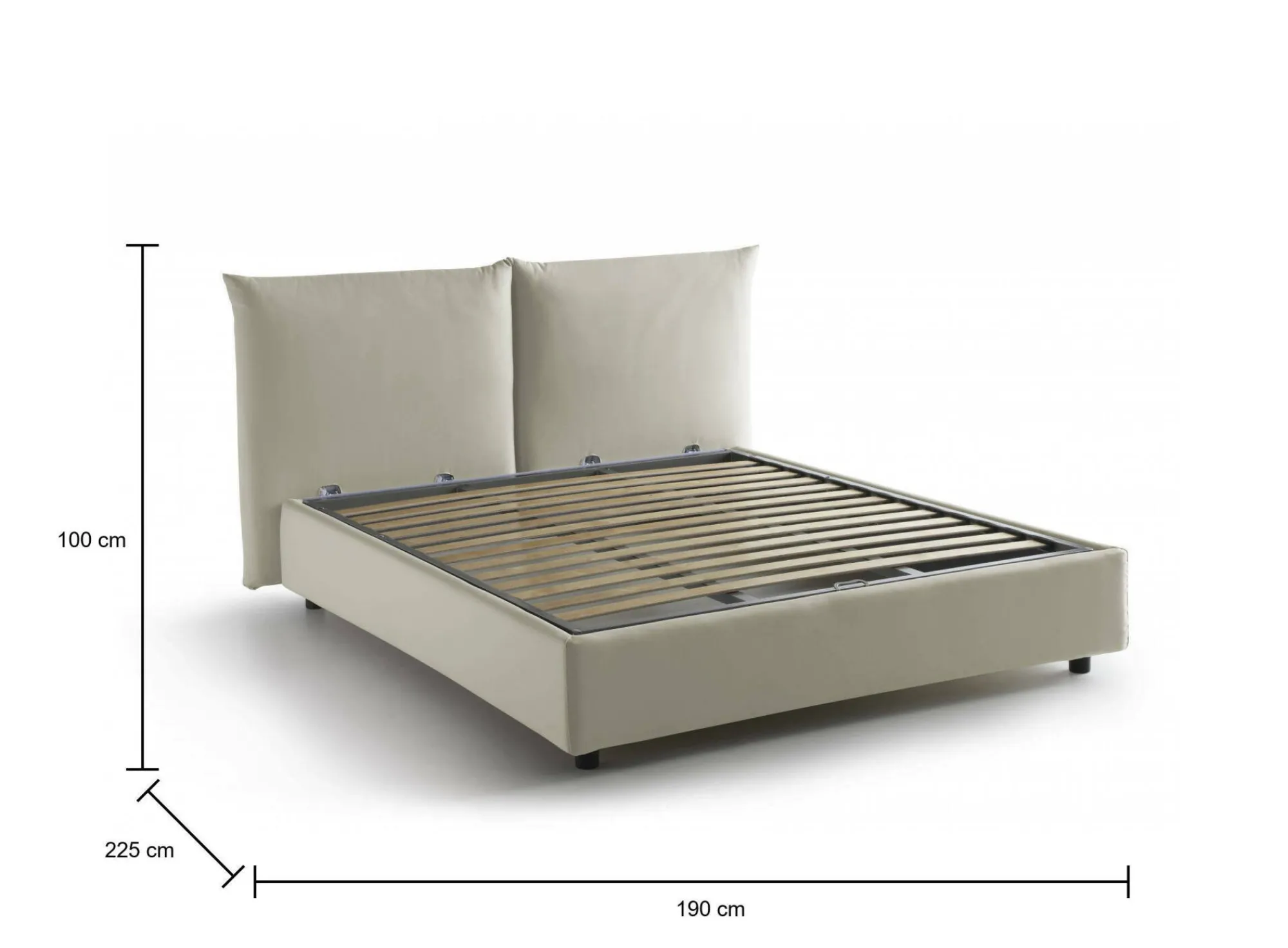Letto matrimoniale Aghineo, adatto per materasso Cm 160x200,<Dmora Cheap
