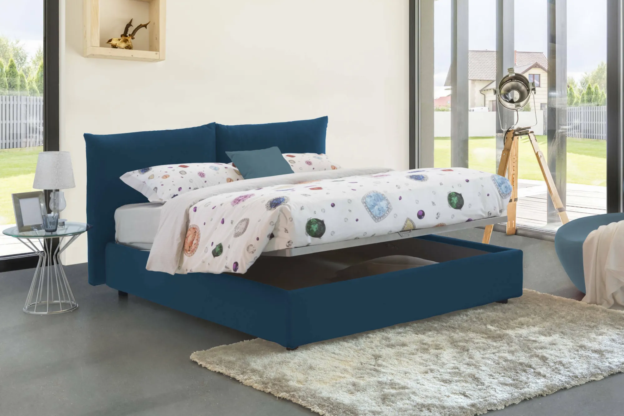 Letto matrimoniale Aghineo, adatto per materasso Cm 160x200,<Dmora Hot