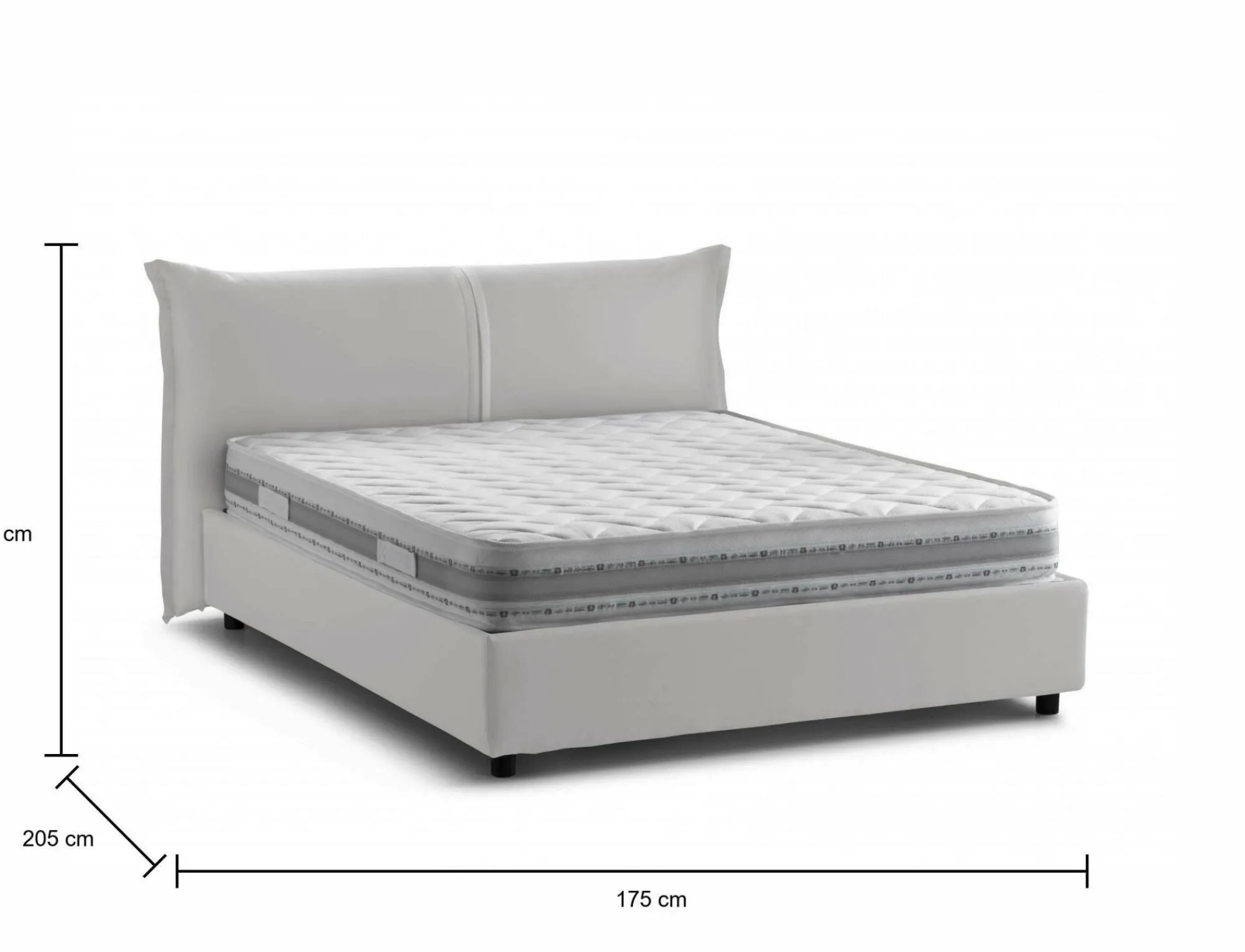 Letto matrimoniale Akio, con materasso 160x190 Cm incluso,<Dmora Clearance