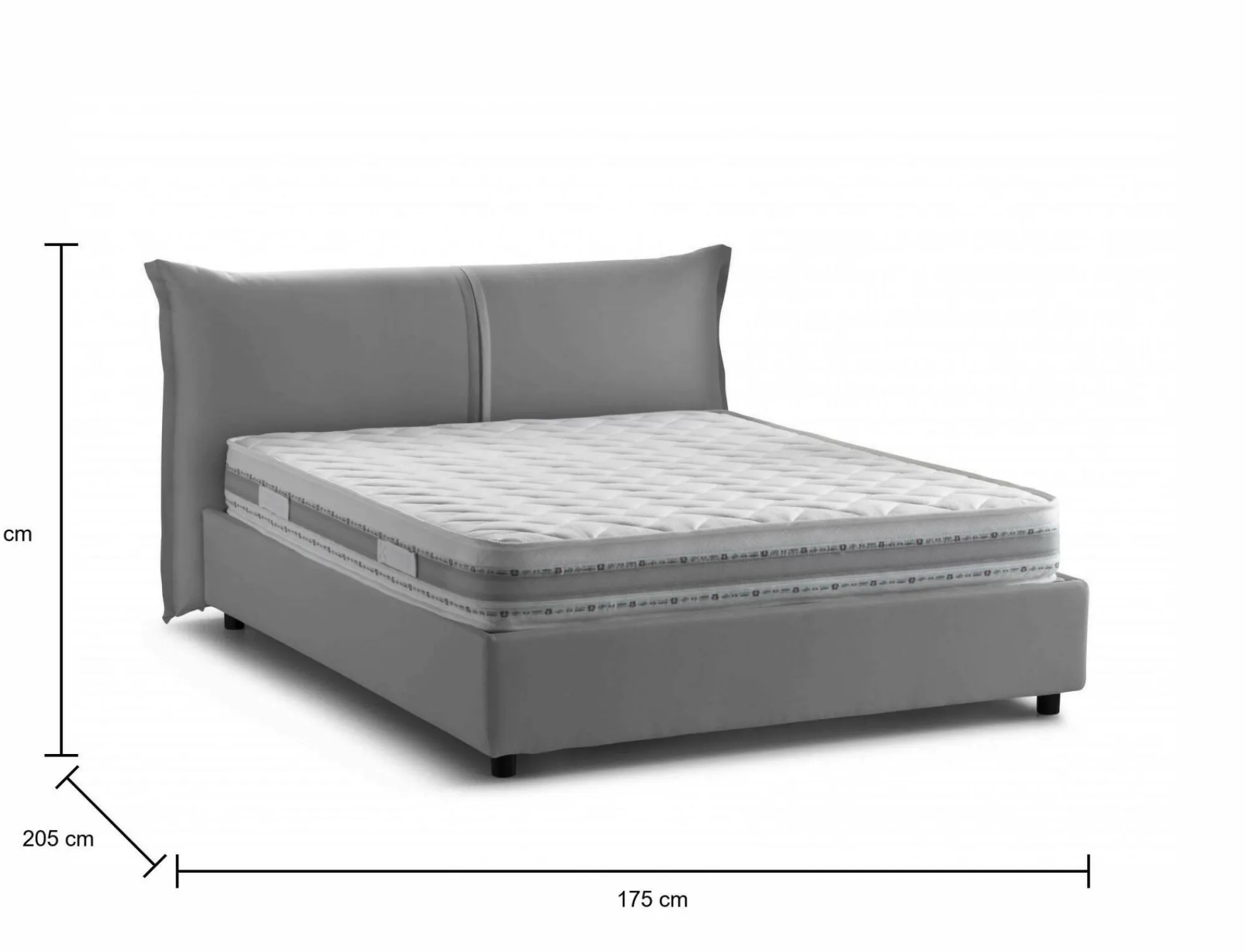 Letto matrimoniale Akio, con materasso 160x190 Cm incluso,<Dmora New