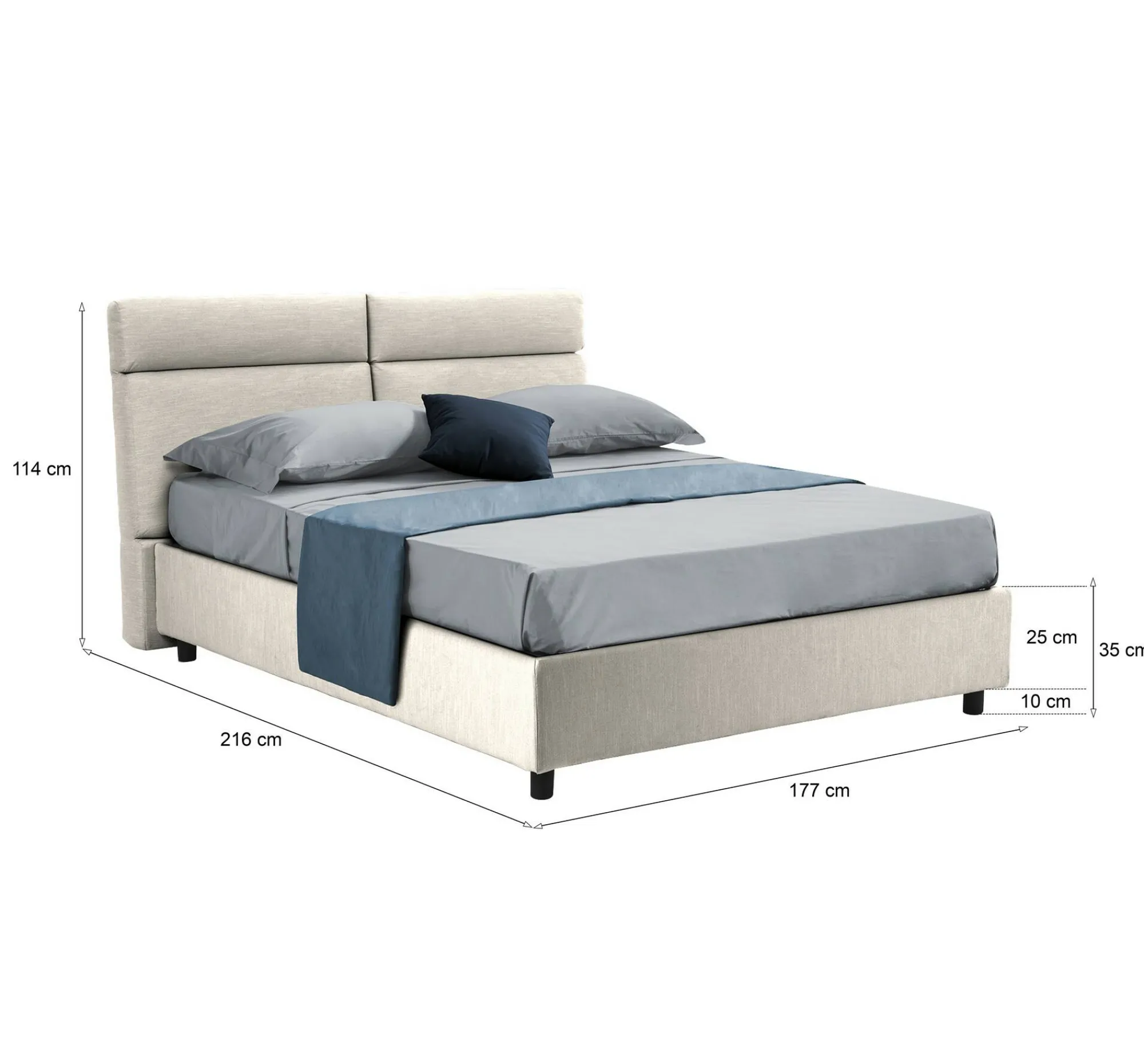 Letto matrimoniale Alcatron, Adatto a materasso Cm 160x190,<Dmora Outlet