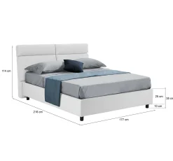 Letto matrimoniale Alcatron, Adatto a materasso Cm 160x190,<Dmora Best