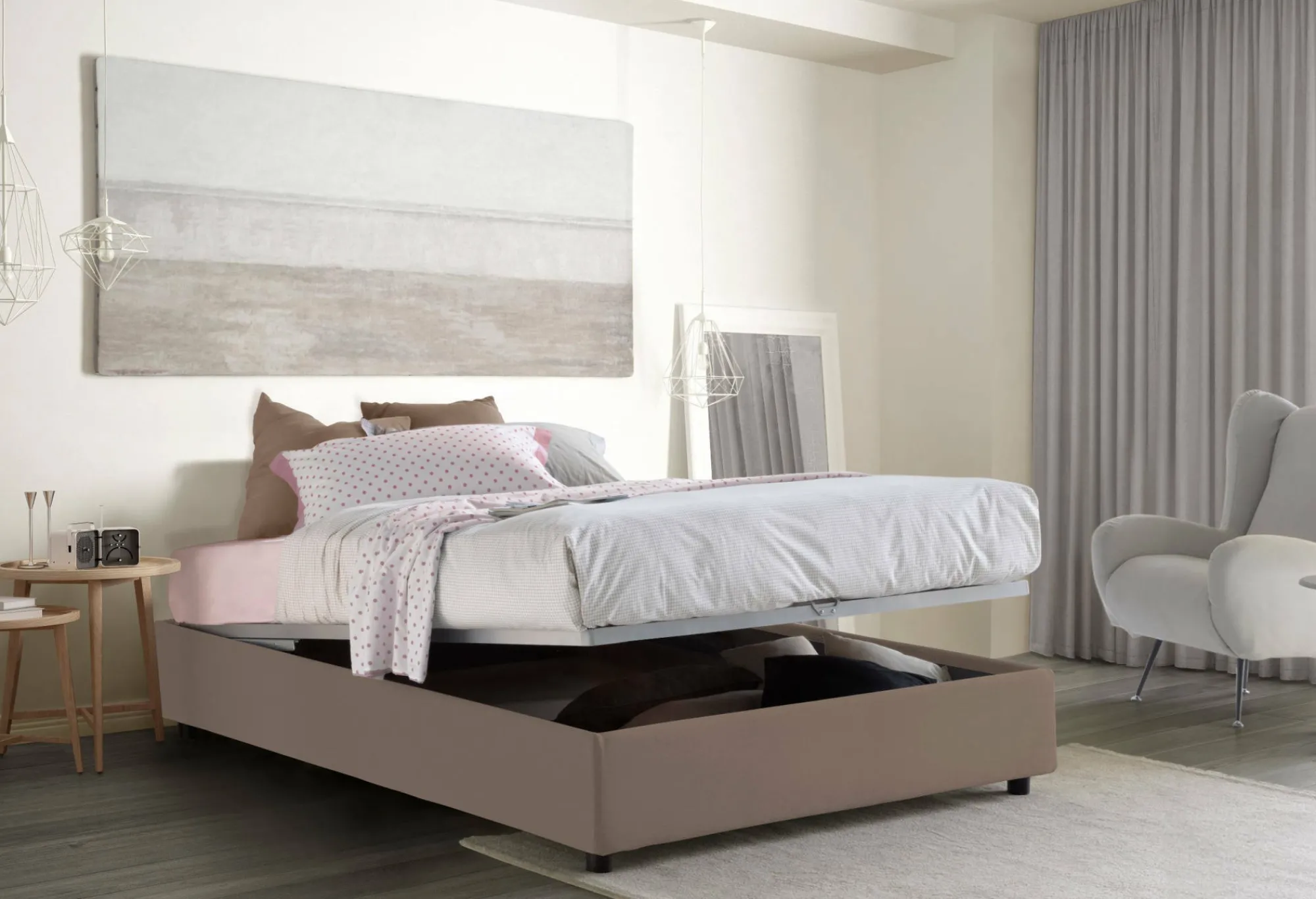 Letto matrimoniale Alessander, con materasso Cm 160x200 incluso,<Dmora Discount