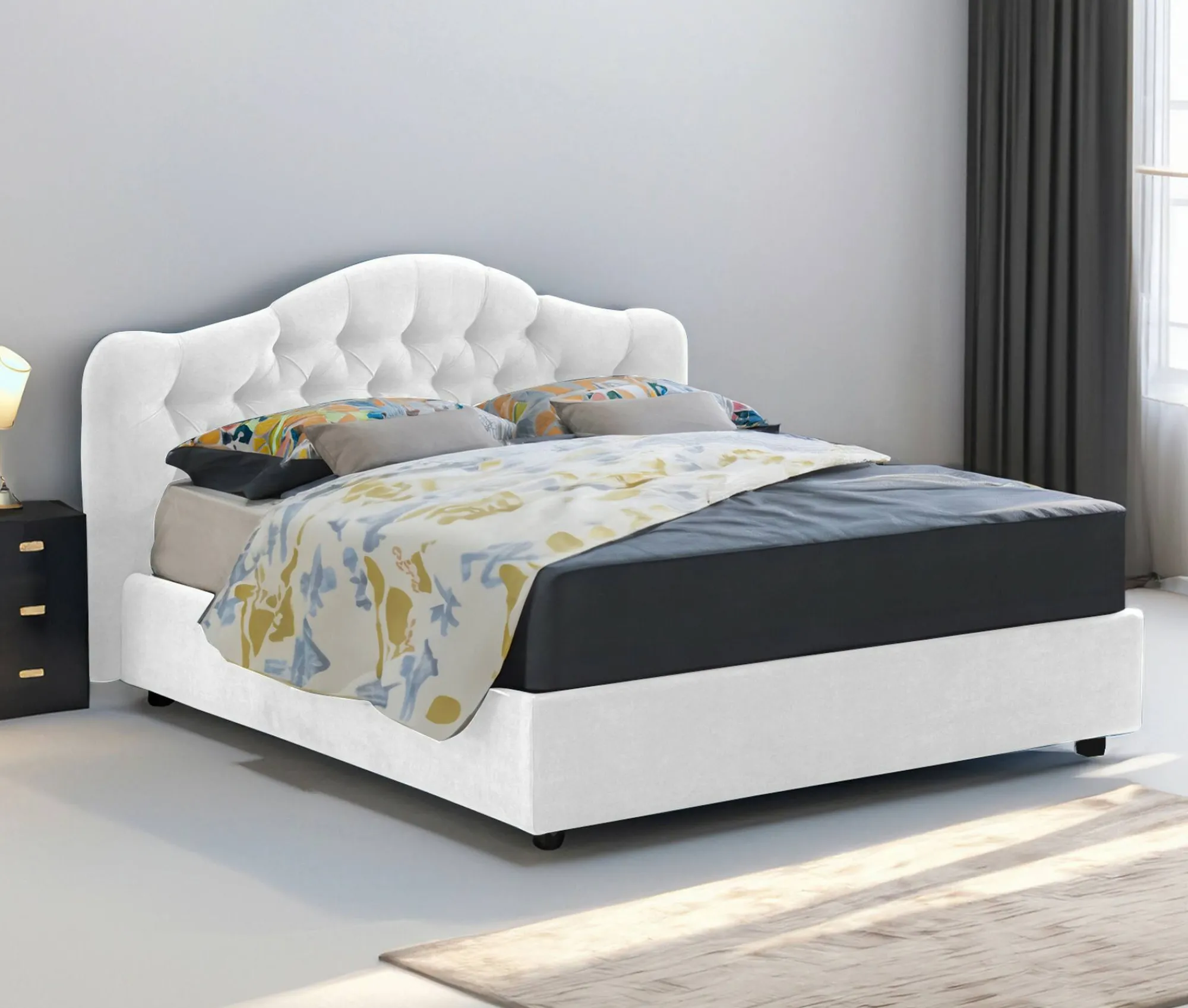 Letto matrimoniale Alfer, Con materasso Cm 160x200 incluso,<Dmora Hot
