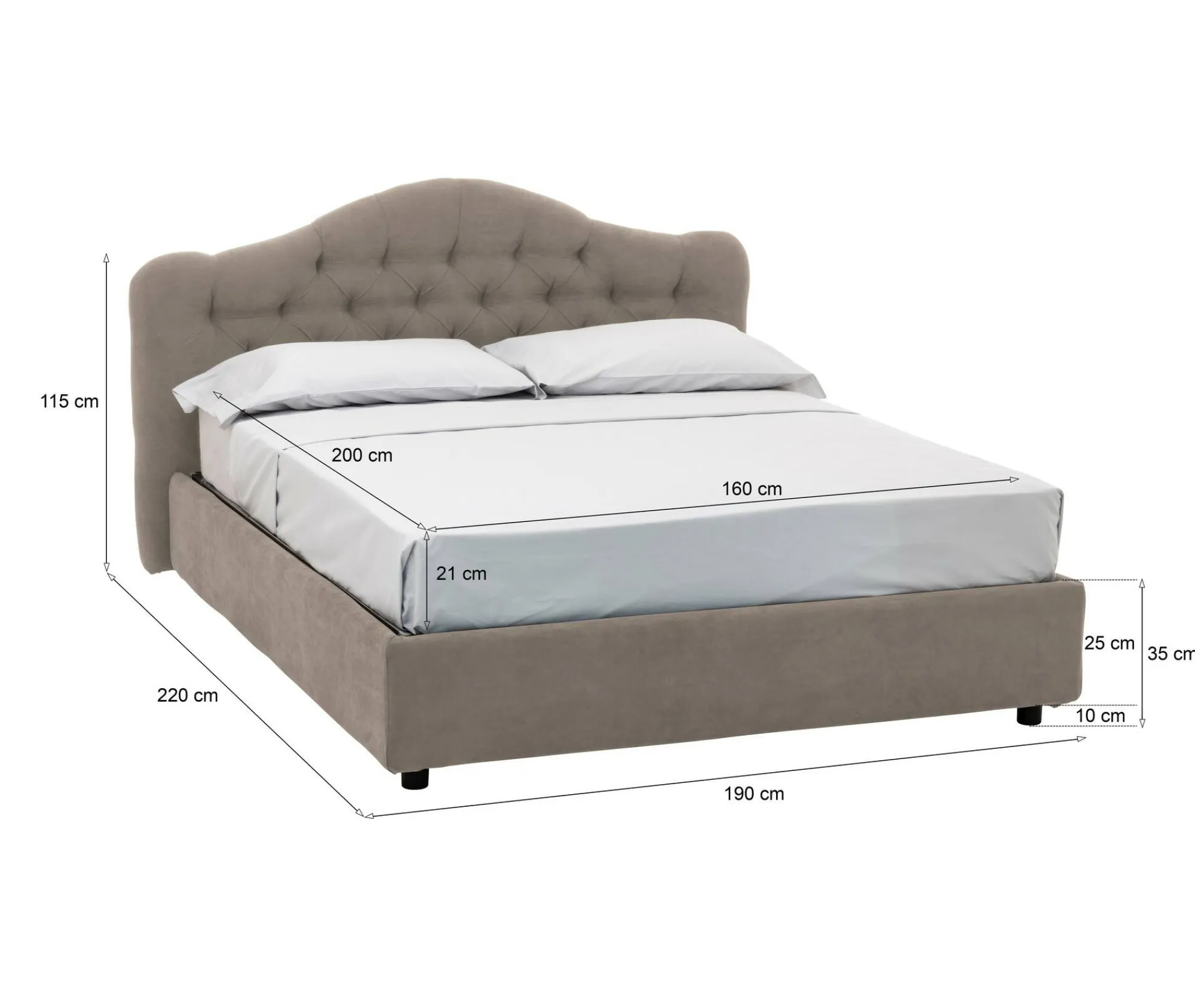 Letto matrimoniale Alfer, Con materasso Cm 160x200 incluso,<Dmora Best Sale