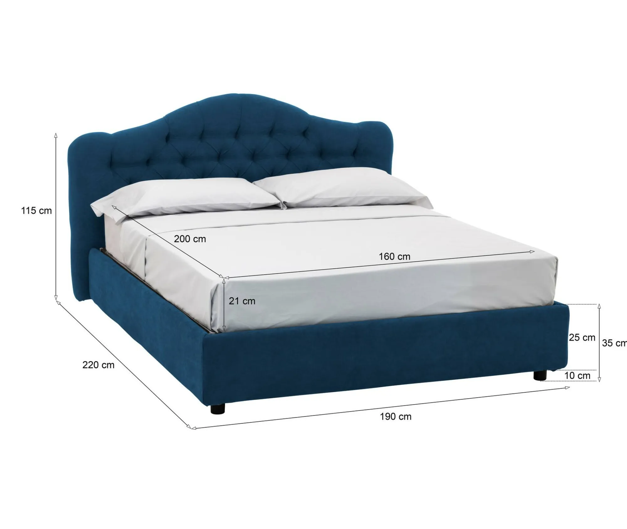 Letto matrimoniale Alfer, Con materasso Cm 160x200 incluso,<Dmora Discount