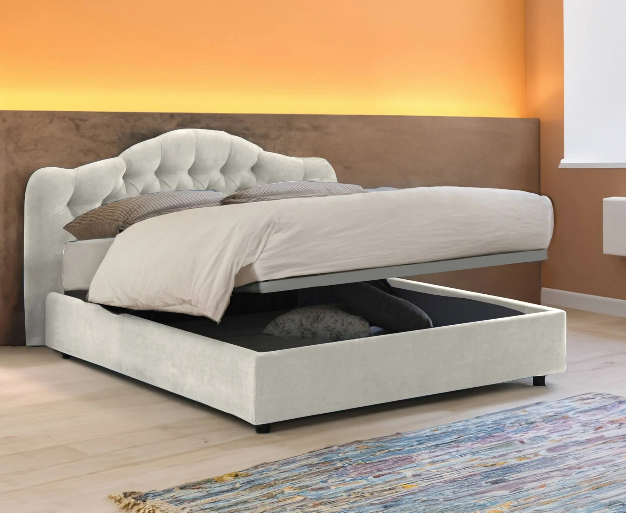 Letto matrimoniale Alfer, Con materasso Cm 160x200 incluso,<Dmora Best