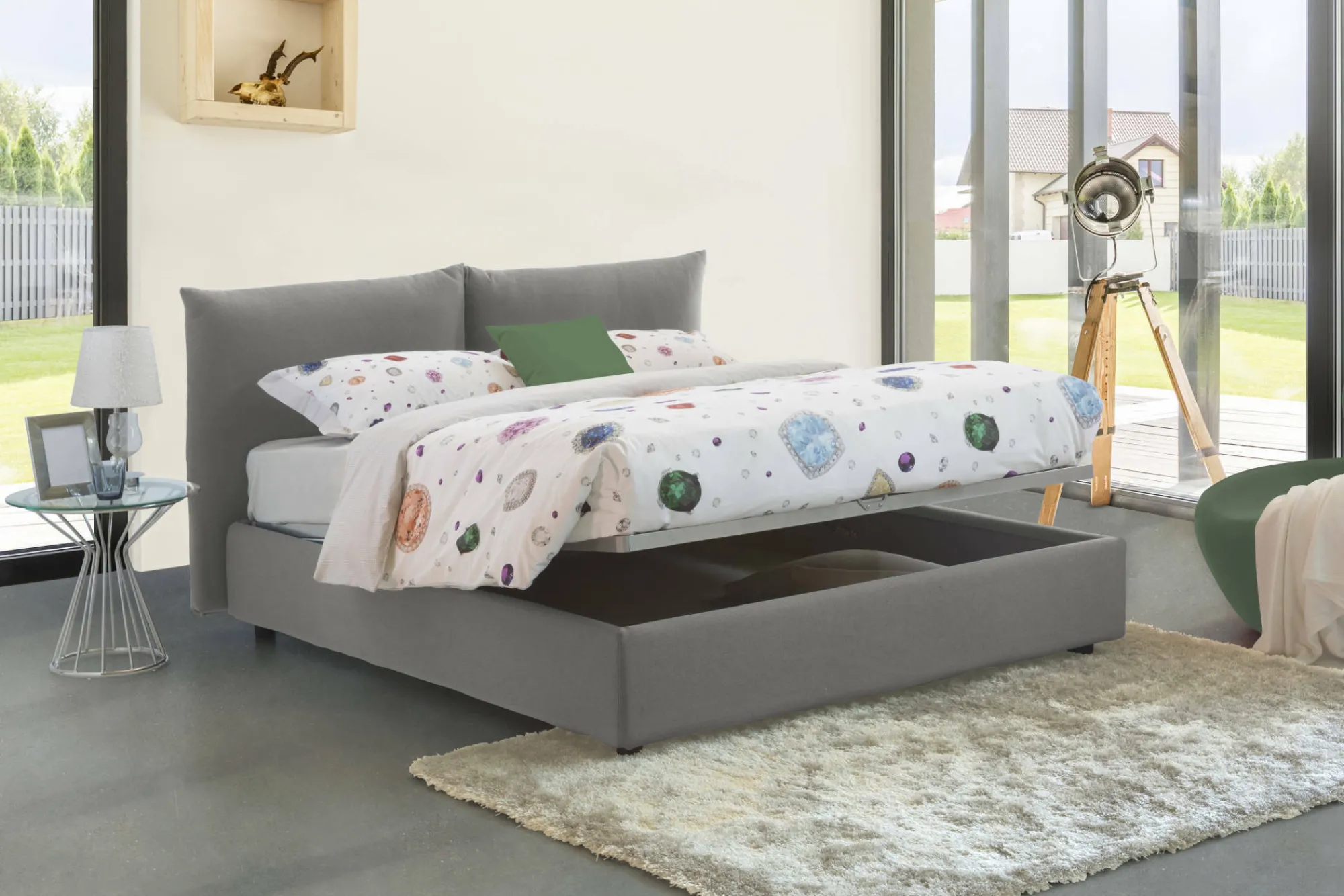 Letto matrimoniale Alizarin, adatto per materasso Cm 160x190,<Dmora Clearance