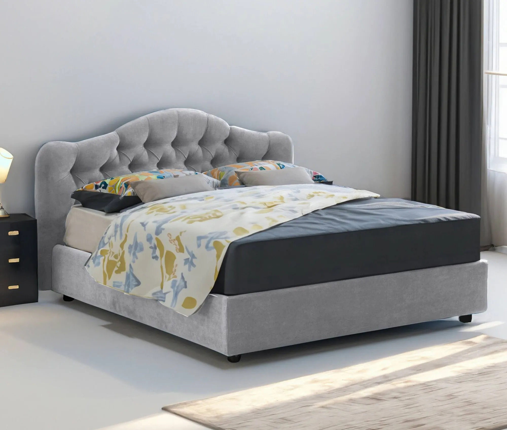 Letto matrimoniale Allik, Con materasso Cm 160x190 incluso,<Dmora Online
