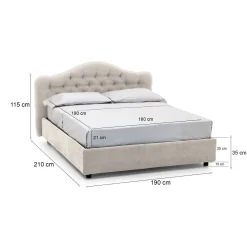 Letto matrimoniale Allik, Con materasso Cm 160x190 incluso,<Dmora Store