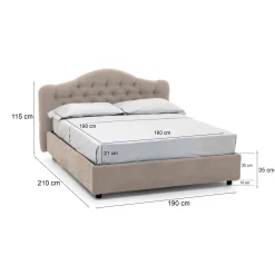 Letto matrimoniale Allik, Con materasso Cm 160x190 incluso,<Dmora Store
