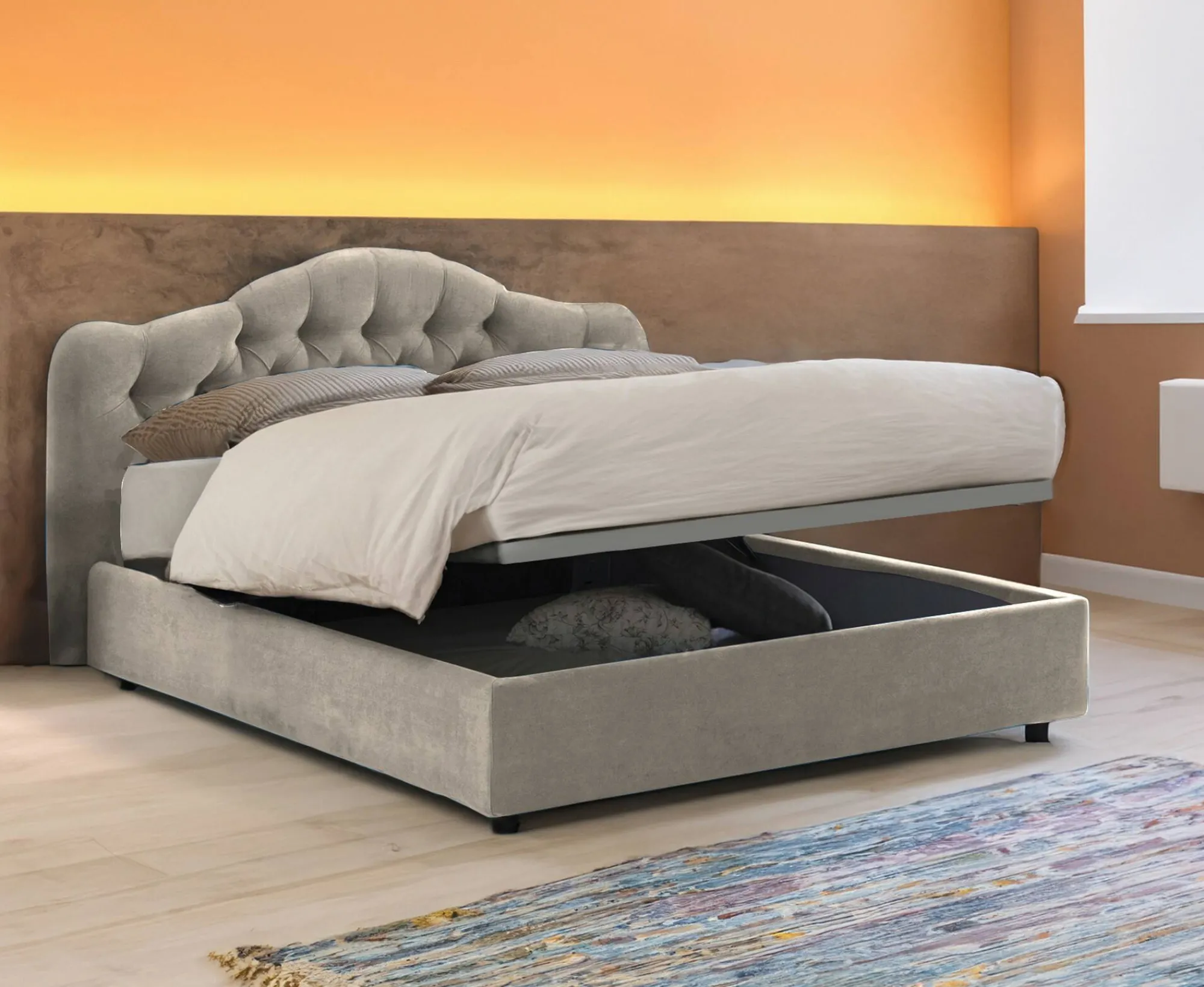 Letto matrimoniale Allik, Con materasso Cm 160x190 incluso,<Dmora Store