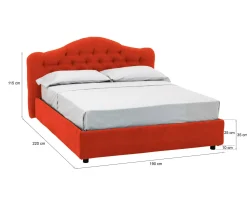 Letto matrimoniale Aly, Adatto a materasso Cm 160x200,<Dmora Online