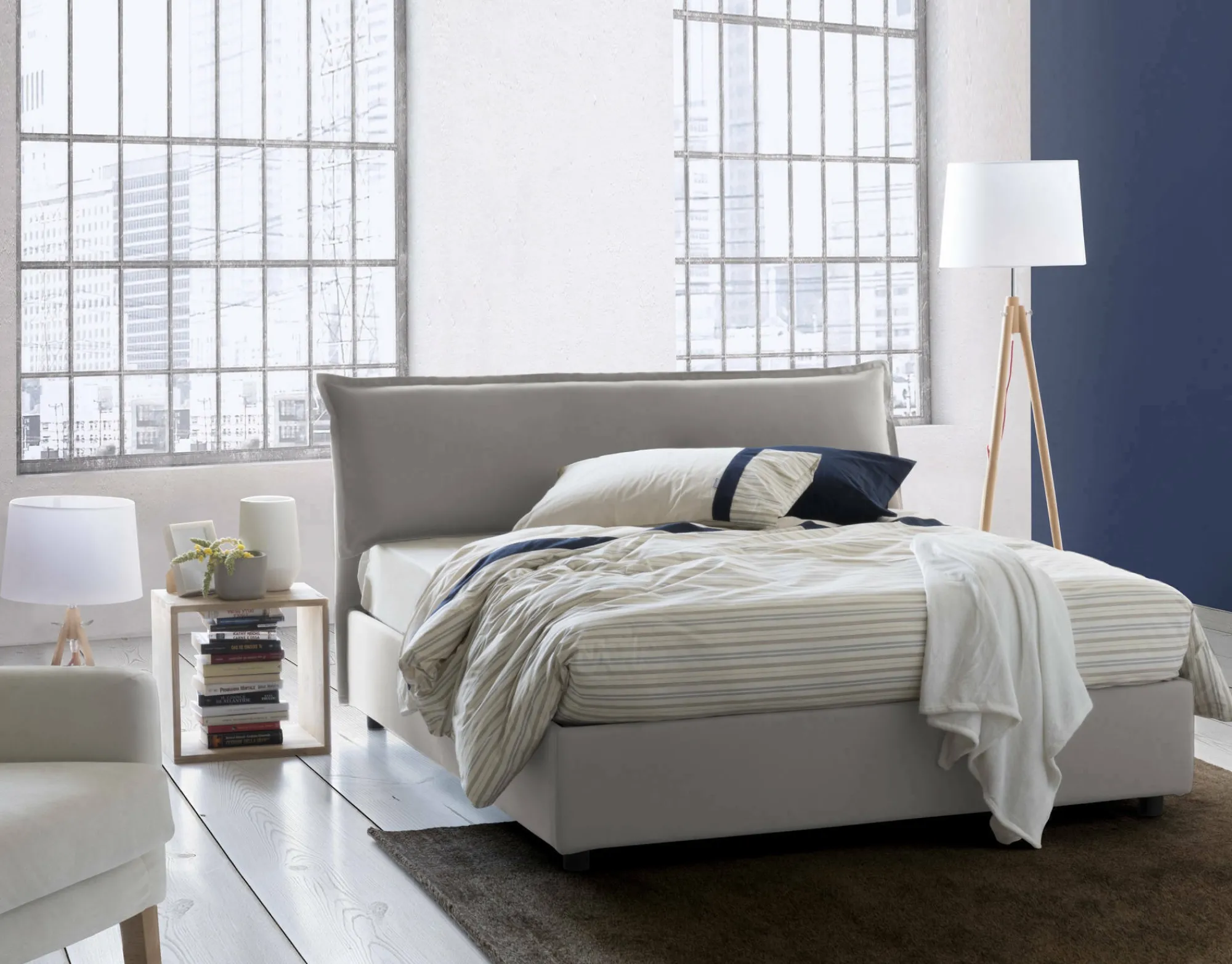Letto matrimoniale Amilcare, con materasso 160x190 Cm incluso,<Dmora Flash Sale
