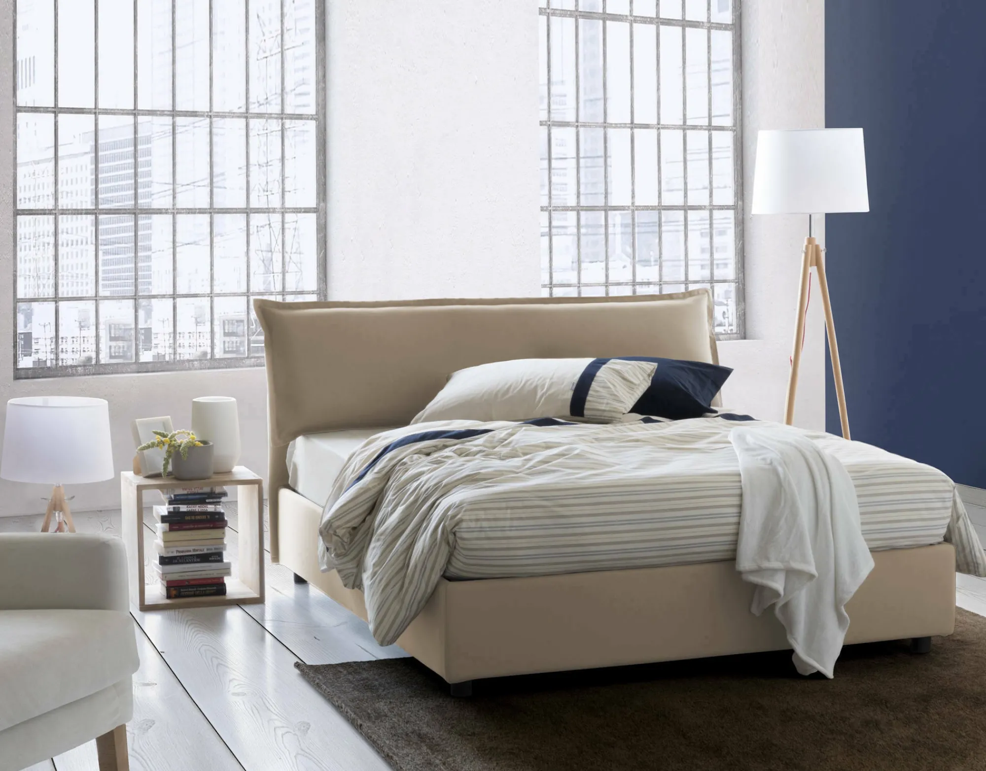 Letto matrimoniale Amilcare, con materasso 160x190 Cm incluso,<Dmora Discount