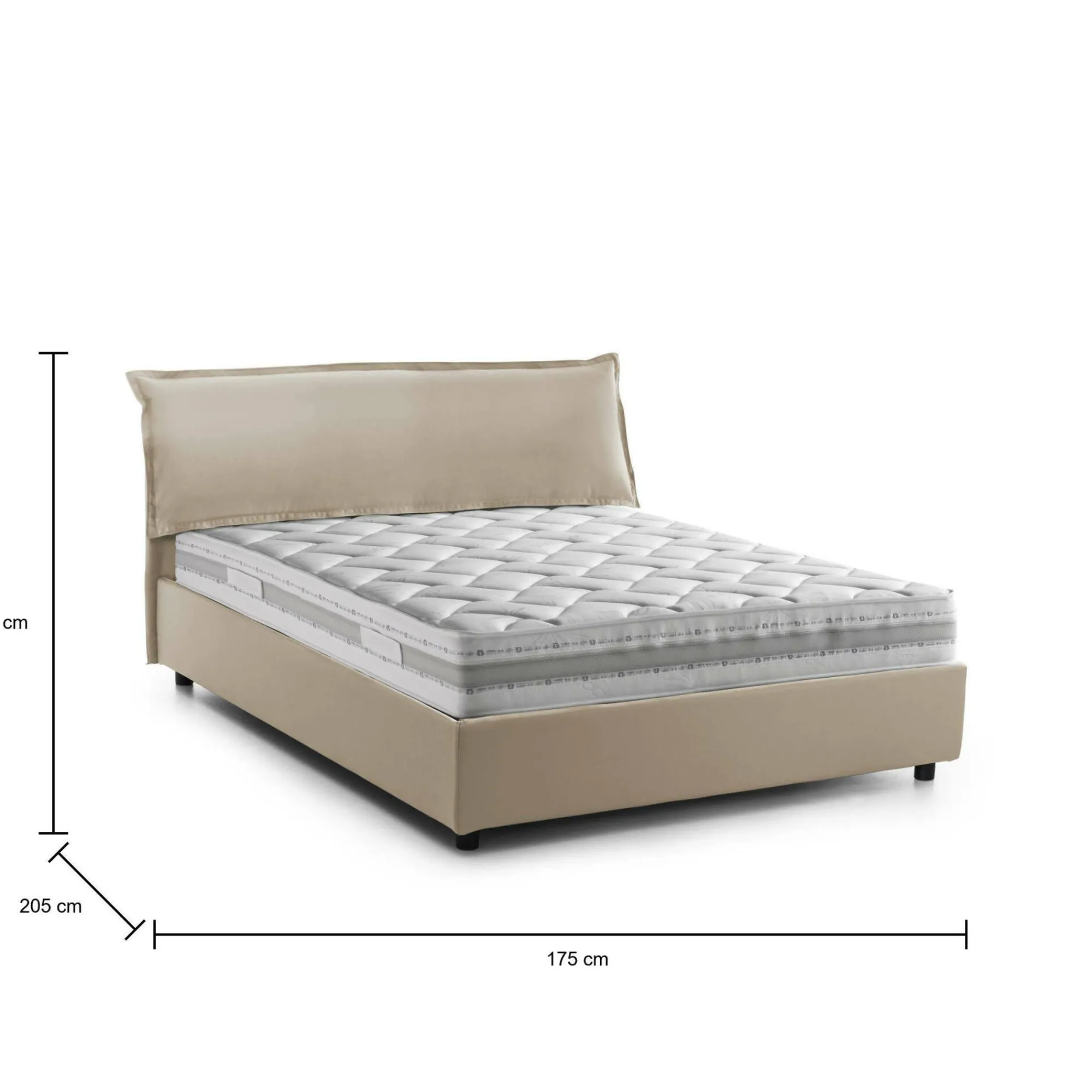 Letto matrimoniale Amilcare, con materasso 160x190 Cm incluso,<Dmora Discount