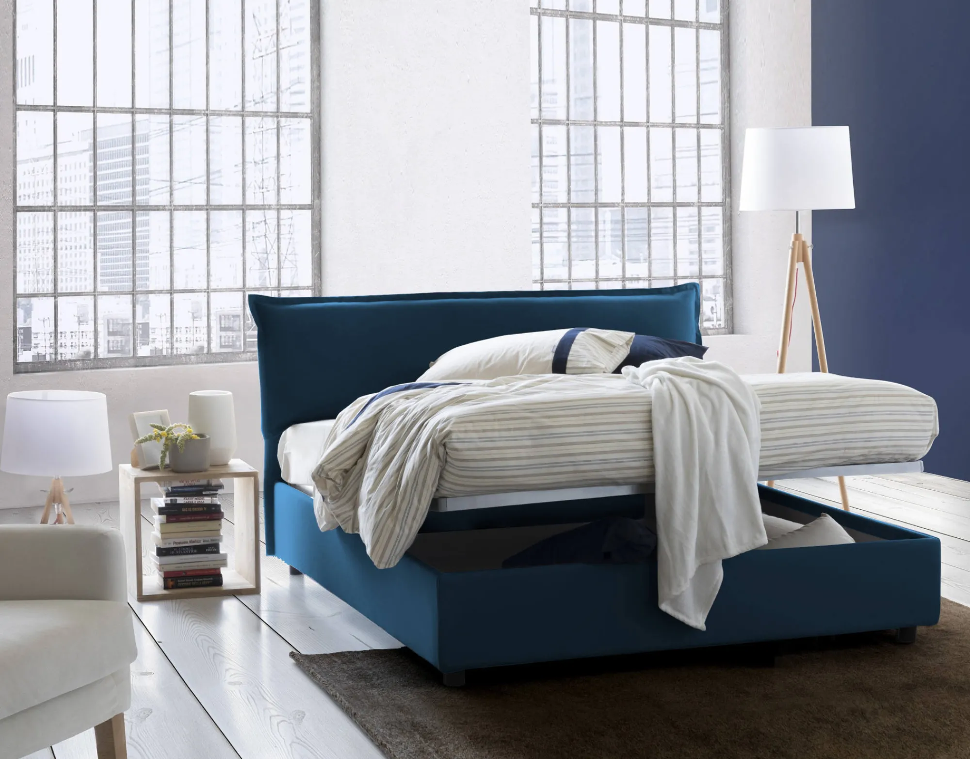 Letto matrimoniale Amilcare, con materasso 160x190 Cm incluso,<Dmora Cheap